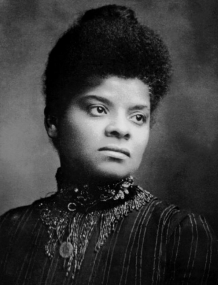 A black and white portrait of Ida B. Wells.