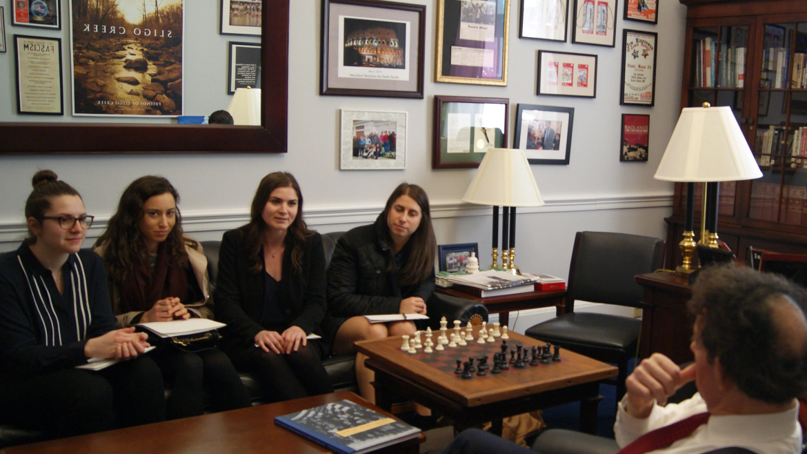 JWI’s Young Women's Impact Network meeting with Congressman Jamie Raskin
